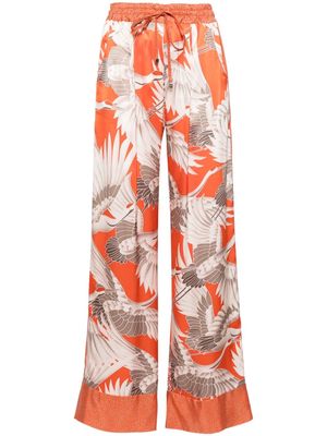 Kiton graphic-print silk trousers - Orange