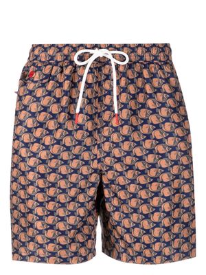 Kiton graphic-print swim shorts - Orange