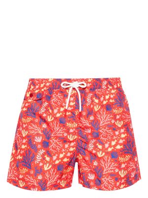 Kiton graphic-print swim shorts - Red