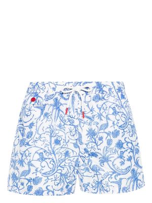 Kiton graphic-print swim shorts - White