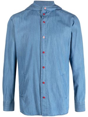Kiton hooded cotton-blend shirt - Blue