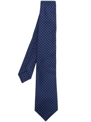 Kiton houndstooth-jacquard silk tie - Blue