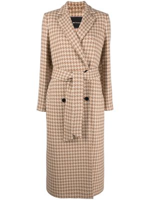Kiton houndstooth-pattern cashmere coat - Neutrals