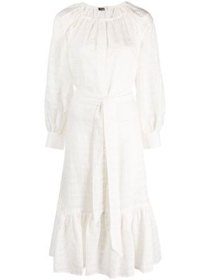 Kiton jacquard belted cotton dress - White