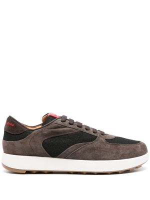 Kiton lace-up panelled suede sneakers - Brown