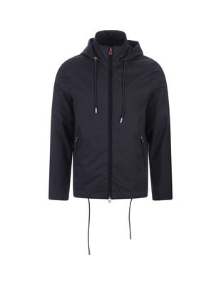 Kiton Lightweight Jacket In Blue Technical Fabric