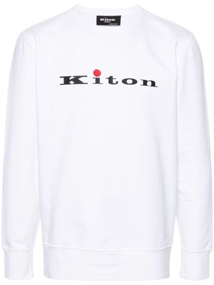Kiton logo-appliqué cotton sweatshirt - White
