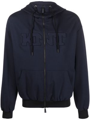Kiton logo-embossed hooded jacket - Blue