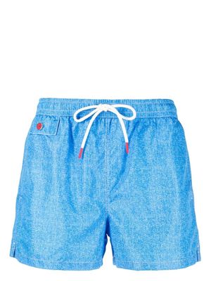 Kiton logo-embroidered drawstring swim shorts - Blue