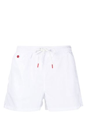 Kiton logo-embroidered drawstring swim shorts - White