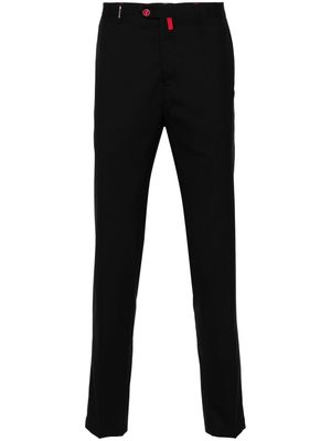 Kiton logo-embroidered slim-fit trousers - Black