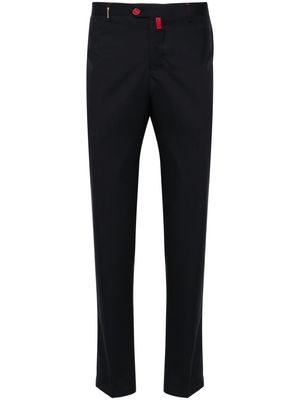 Kiton logo-embroidered slim-fit trousers - Blue