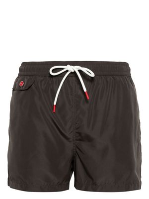 Kiton logo-embroidered swim shorts - Grey