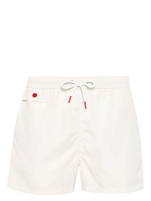 Kiton logo-embroidered swim shorts - Neutrals