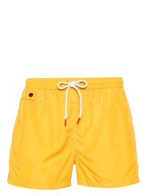 Kiton logo-embroidered swim shorts - Yellow