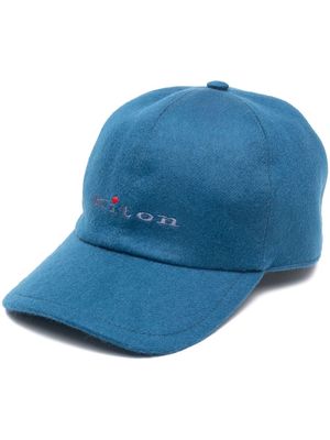 Kiton logo embroidery cashmere baseball cap - Blue