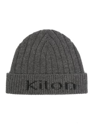 Kiton logo intarsia-knit cashmere beanie - Grey