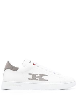 Kiton logo-lettering lace-up sneakers - BIANCO/PIOMBO