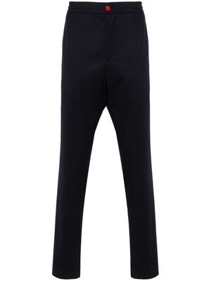 Kiton logo-patch cotton tapered trousers - Blue