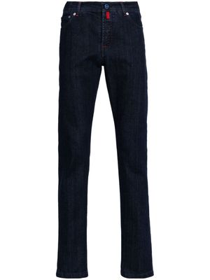 Kiton logo-patch jeans - Blue