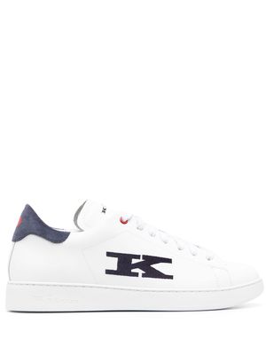 Kiton logo-patch leather sneakers - White
