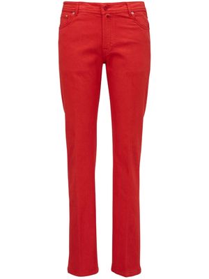 Kiton logo-patch mid-rise jeans - Red