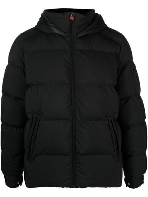 Kiton logo-patch quilted hooded jacket - Black