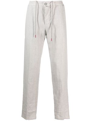 Kiton logo-patch straight-leg trousers - Grey