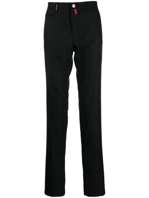Kiton logo-patch tailored trousers - Black