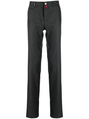 Kiton logo-patch tailored trousers - Grey