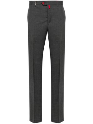 Kiton logo-patch wool trousers - Grey