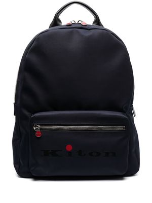 Kiton logo-plaque backpack - Blue