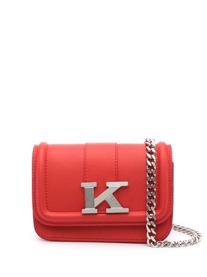 Kiton logo-plaque leather mini bag - Red