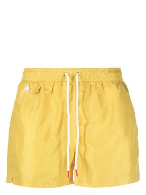 Kiton logo-plaque swim shorts - Yellow