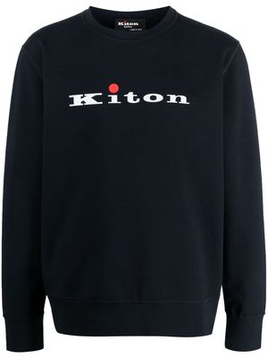 Kiton logo-print cotton sweatshirt - Blue