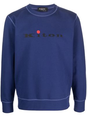 Kiton logo-print crew neck sweatshirt - Blue