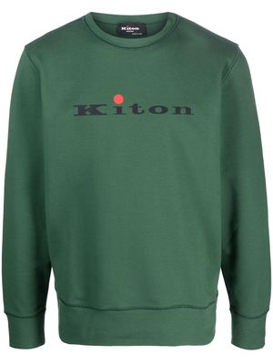 Kiton logo-print crew neck sweatshirt - Green