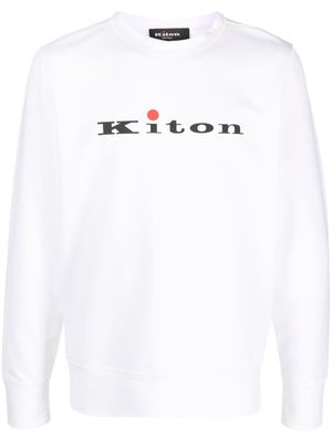 Kiton logo-print crew neck sweatshirt - White