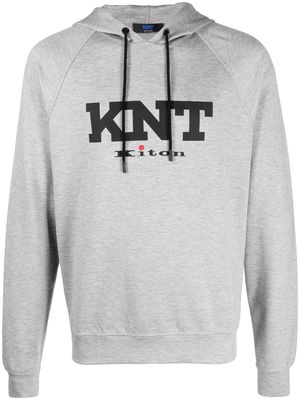 Kiton logo-print drawstring hoodie - Grey