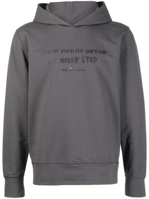 Kiton logo-print hoodie - Grey