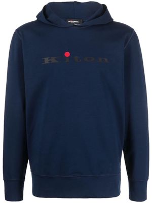 Kiton logo-print jersey hoodie - Blue