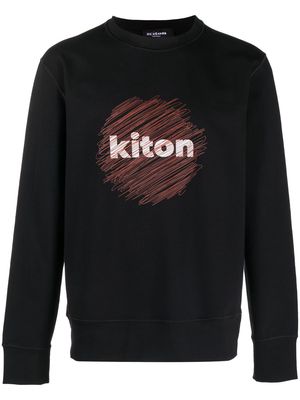Kiton logo-print stretch-cotton sweatshirt - Black