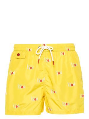 Kiton logo-print swim shorts - Yellow