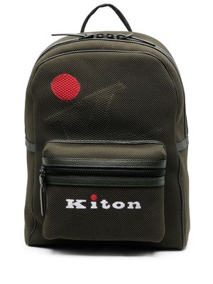 Kiton logo-print zip-up backpack - Green