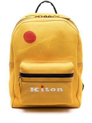 Kiton logo-print zip-up backpack - Yellow