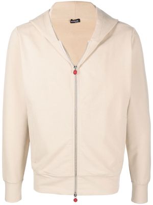 Kiton logo-print zip-up hoodie - Neutrals