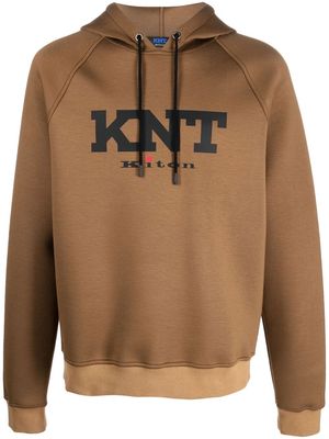 Kiton logo-pront long-sleeve hoodie - Brown