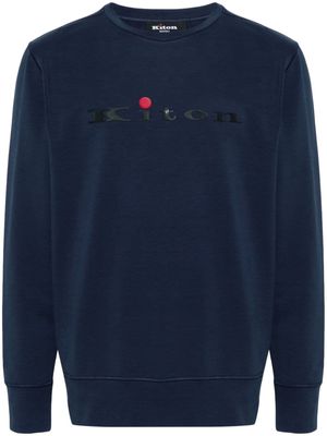 Kiton logo-rubberised cotton sweatshirt - Blue