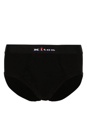 Kiton logo-waistband cotton briefs - Black