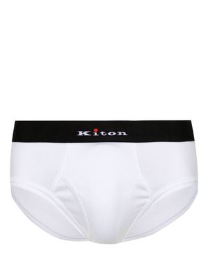 Kiton logo-waistband cotton briefs - White